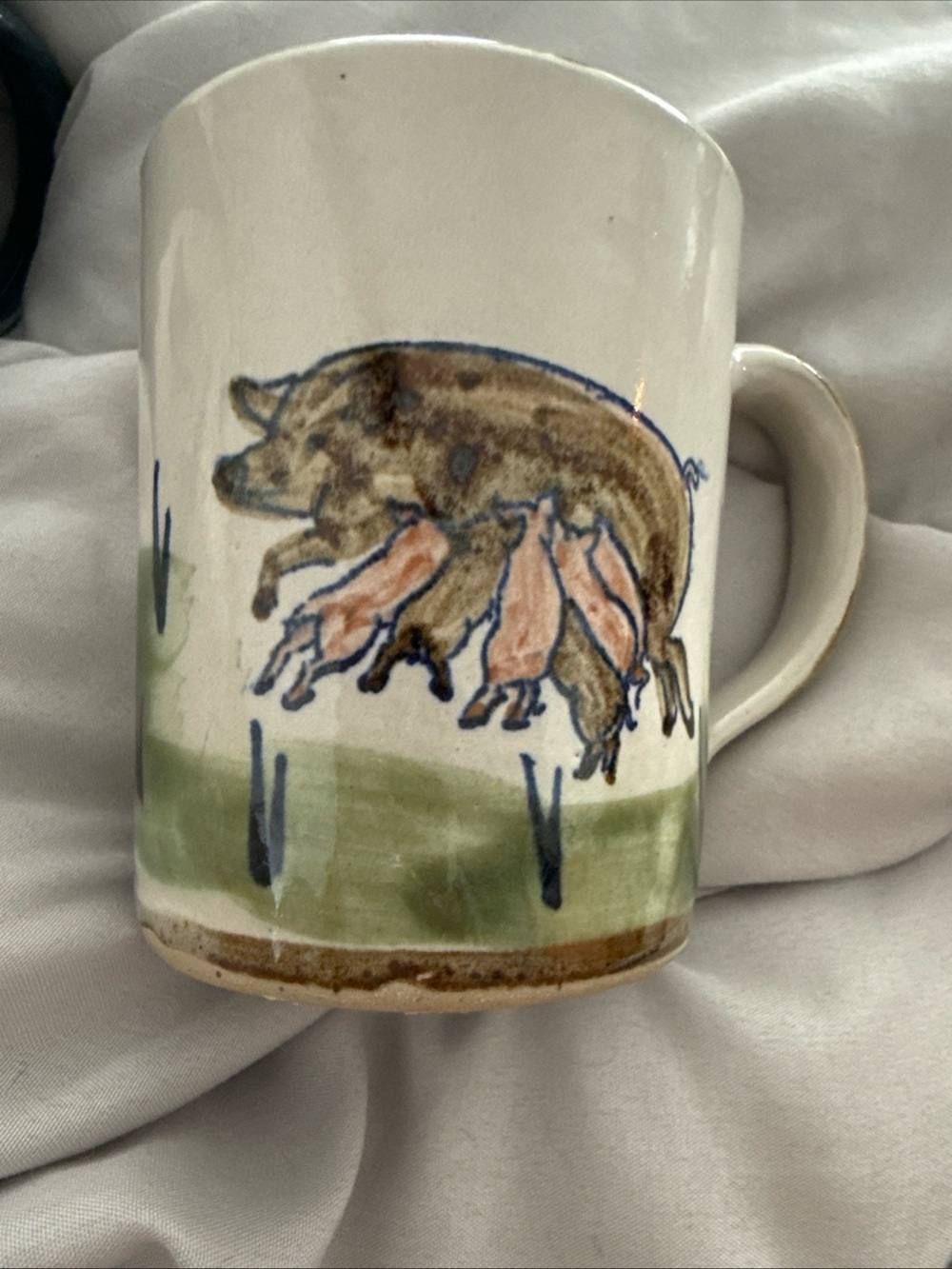 VTG Ceramic Mama Pig & Piglets Mug Made In Kentucky